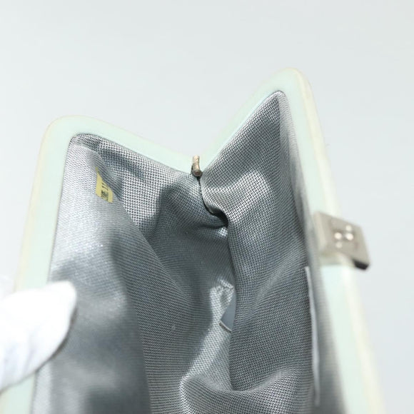 CHANEL Mademoiselle Clutch Bag Lamb Skin Light Blue Silver CC Auth bs29250