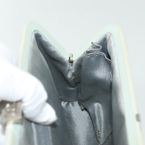 CHANEL Mademoiselle Clutch Bag Lamb Skin Light Blue Silver CC Auth bs29250