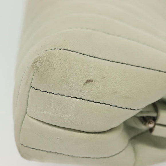 CHANEL Mademoiselle Clutch Bag Lamb Skin Light Blue Silver CC Auth bs29250