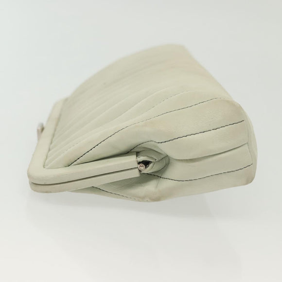 CHANEL Mademoiselle Clutch Bag Lamb Skin Light Blue Silver CC Auth bs29250