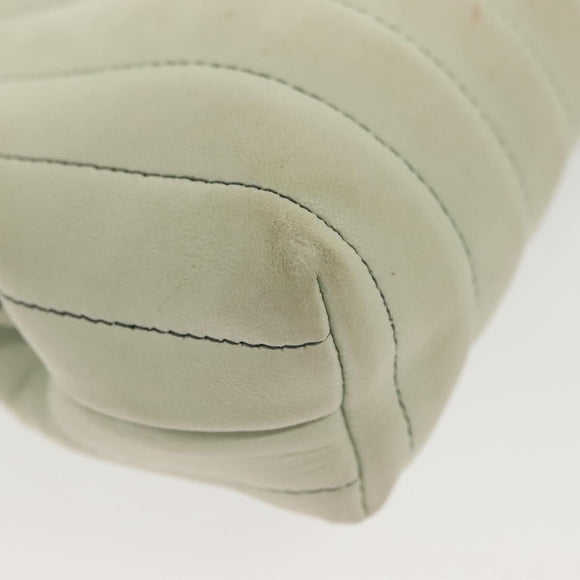 CHANEL Mademoiselle Clutch Bag Lamb Skin Light Blue Silver CC Auth bs29250