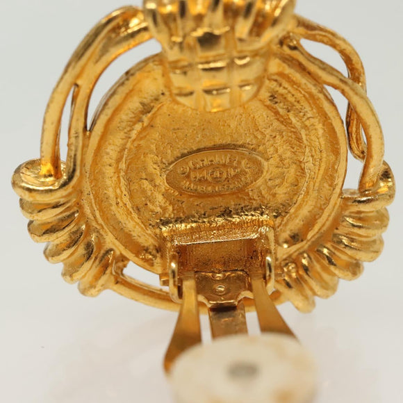CHANEL Earring metal Gold CC Auth bs29251