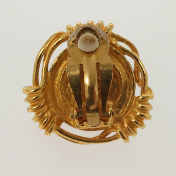 CHANEL Earring metal Gold CC Auth bs29251