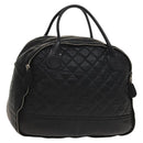 CHANEL Boston Bag Coated Canvas Black Silver CC Auth bs29253-1