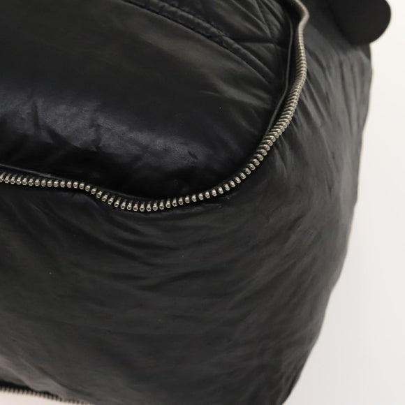 CHANEL Boston Bag Coated Canvas Black Silver CC Auth bs29253