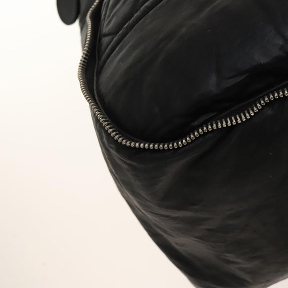 CHANEL Boston Bag Coated Canvas Black Silver CC Auth bs29253