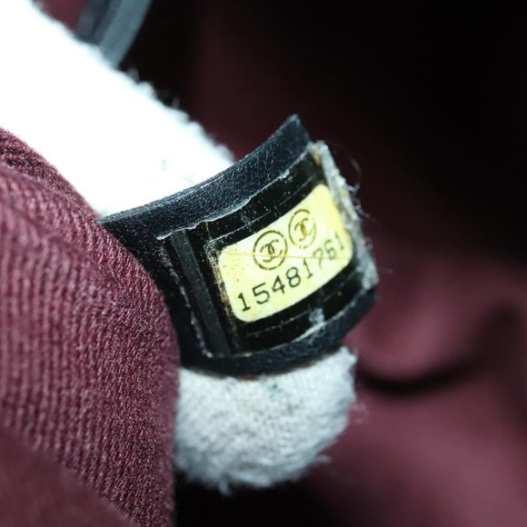 CHANEL Boston Bag Coated Canvas Black Silver CC Auth bs29253