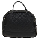 CHANEL Boston Bag Coated Canvas Black Silver CC Auth bs29253-13