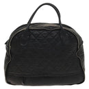 CHANEL Boston Bag Coated Canvas Black Silver CC Auth bs29253-2