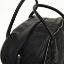 CHANEL Boston Bag Coated Canvas Black Silver CC Auth bs29253-6