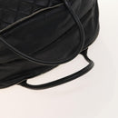 CHANEL Boston Bag Coated Canvas Black Silver CC Auth bs29253-7