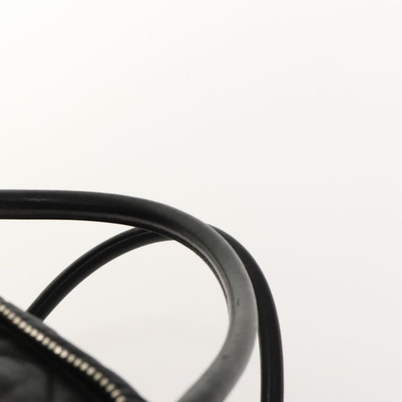 CHANEL Boston Bag Coated Canvas Black Silver CC Auth bs29253