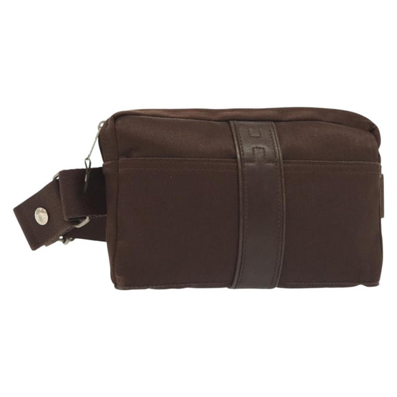 HERMES Akapu Luco Waist Bag Canvas Leather Brown Auth bs29254