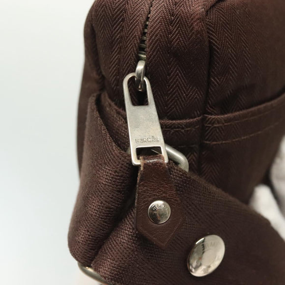 HERMES Akapu Luco Waist Bag Canvas Leather Brown Auth bs29254