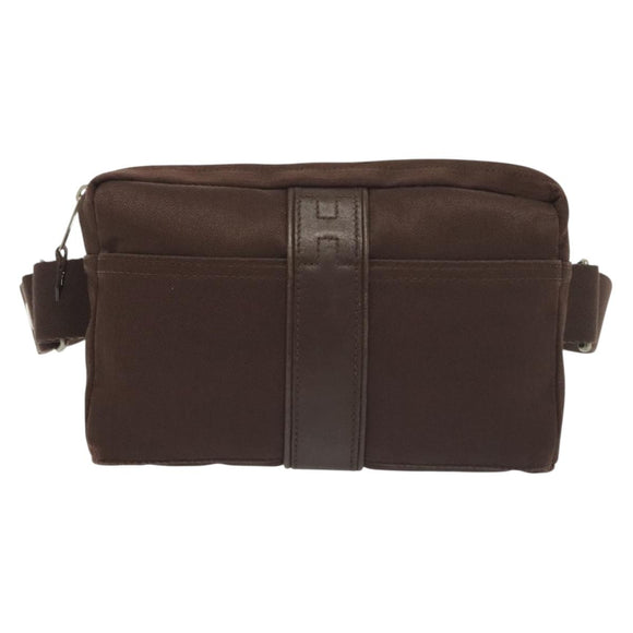 HERMES Akapu Luco Waist Bag Canvas Leather Brown Auth bs29254