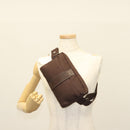 HERMES Akapu Luco Waist Bag Canvas Leather Brown Auth bs29254-21