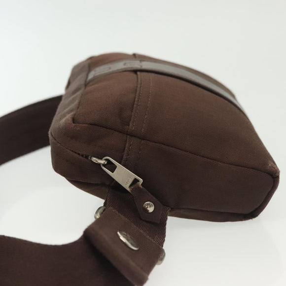 HERMES Akapu Luco Waist Bag Canvas Leather Brown Auth bs29254