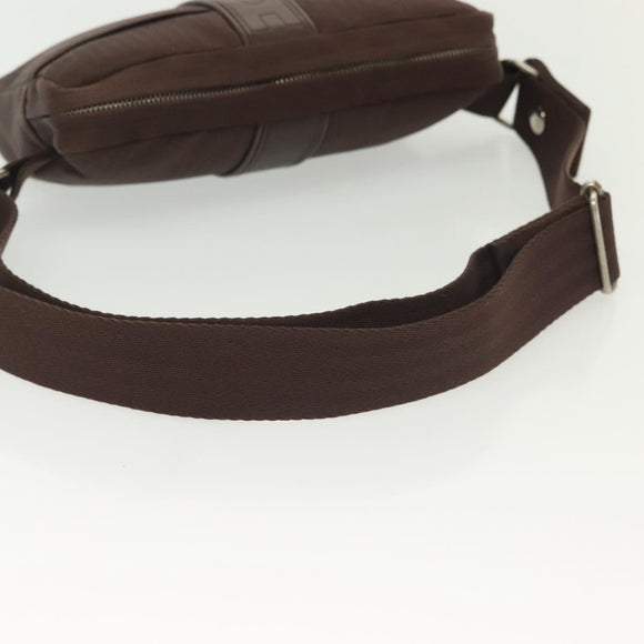 HERMES Akapu Luco Waist Bag Canvas Leather Brown Auth bs29254