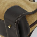 LOEWE Anagram Amazonas 23 Hand Bag Suede Leather Beige Gold Auth bs29255-8