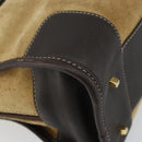 LOEWE Anagram Amazonas 23 Hand Bag Suede Leather Beige Gold Auth bs29255-17