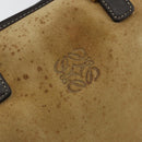 LOEWE Anagram Amazonas 23 Hand Bag Suede Leather Beige Gold Auth bs29255-10