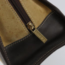 LOEWE Anagram Amazonas 23 Hand Bag Suede Leather Beige Gold Auth bs29255-18