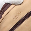 LOEWE Anagram Amazonas 23 Hand Bag Suede Leather Beige Gold Auth bs29255-19