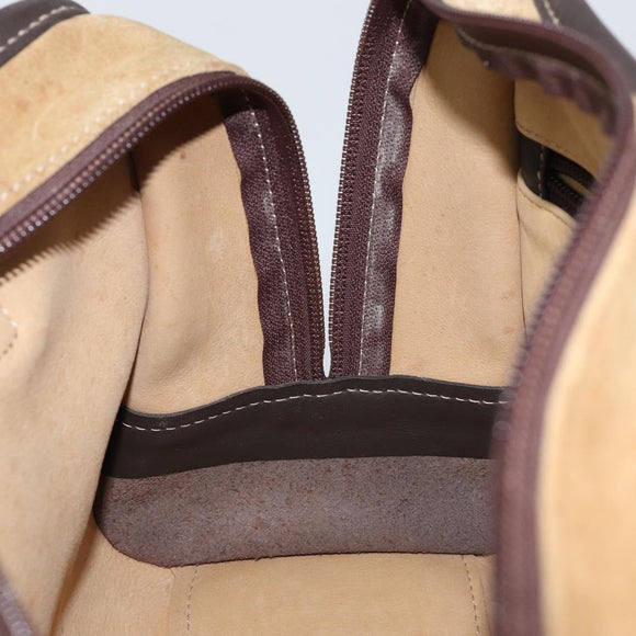 LOEWE Anagram Amazonas 23 Hand Bag Suede Leather Beige Gold Auth bs29255