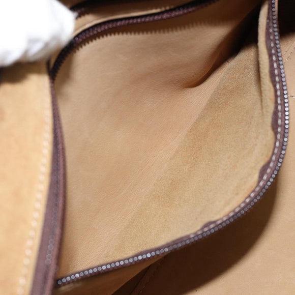 LOEWE Anagram Amazonas 23 Hand Bag Suede Leather Beige Gold Auth bs29255