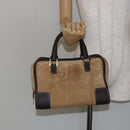 LOEWE Anagram Amazonas 23 Hand Bag Suede Leather Beige Gold Auth bs29255-23
