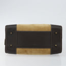 LOEWE Anagram Amazonas 23 Hand Bag Suede Leather Beige Gold Auth bs29255-5