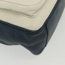 PRADA Shoulder Bag Leather White Blue Silver Auth bs29256-14