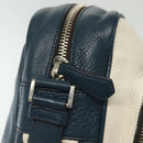 PRADA Shoulder Bag Leather White Blue Silver Auth bs29256-10