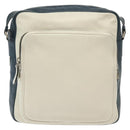 PRADA Shoulder Bag Leather White Blue Silver Auth bs29256-2