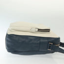 PRADA Shoulder Bag Leather White Blue Silver Auth bs29256-3