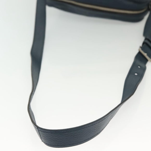 PRADA Shoulder Bag Leather White Blue Silver Auth bs29256