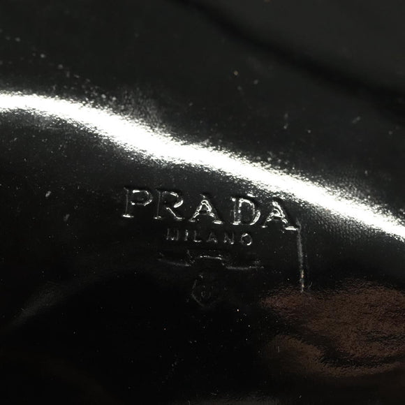 PRADA Hand Bag Patent leather Black Silver Auth bs29257