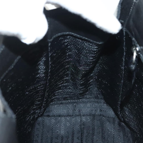 PRADA Hand Bag Patent leather Black Silver Auth bs29257