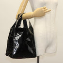 PRADA Hand Bag Patent leather Black Silver Auth bs29257-21