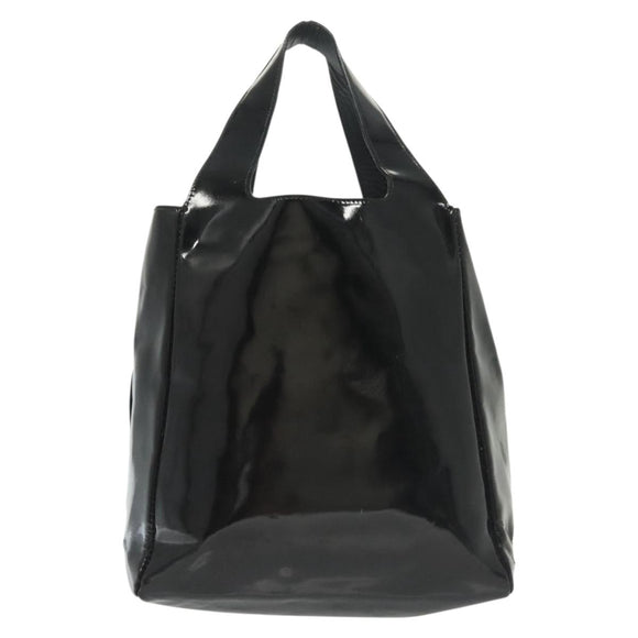 PRADA Hand Bag Patent leather Black Silver Auth bs29257