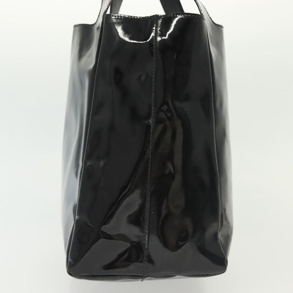 PRADA Hand Bag Patent leather Black Silver Auth bs29257