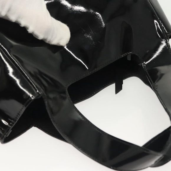 PRADA Hand Bag Patent leather Black Silver Auth bs29257