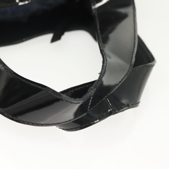 PRADA Hand Bag Patent leather Black Silver Auth bs29257