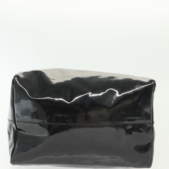 PRADA Hand Bag Patent leather Black Silver Auth bs29257
