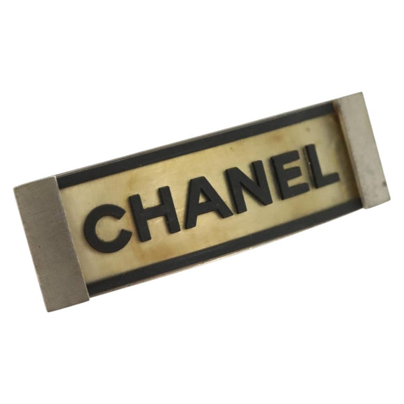 CHANEL Valletta Metal Rubber Black Silver CC Auth bs29259
