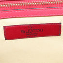 VALENTINO Studs Chain Shoulder Bag Leather Pink Gold Auth bs29260-18