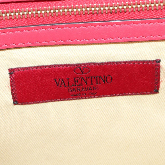VALENTINO Studs Chain Shoulder Bag Leather Pink Gold Auth bs29260