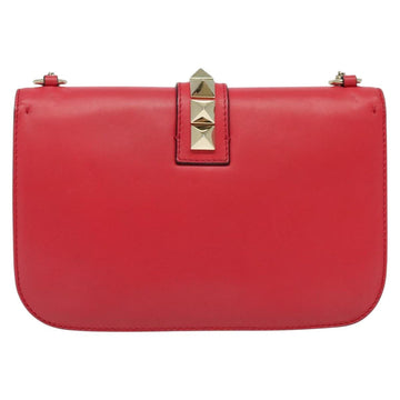 VALENTINO Studs Chain Shoulder Bag Leather Pink Gold Auth bs29260 - 0