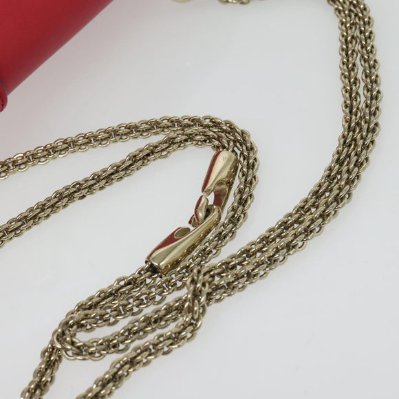 VALENTINO Studs Chain Shoulder Bag Leather Pink Gold Auth bs29260