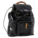 GUCCI Bamboo Backpack Enamel Black Gold 003 2058 0030 Auth bs29262-1